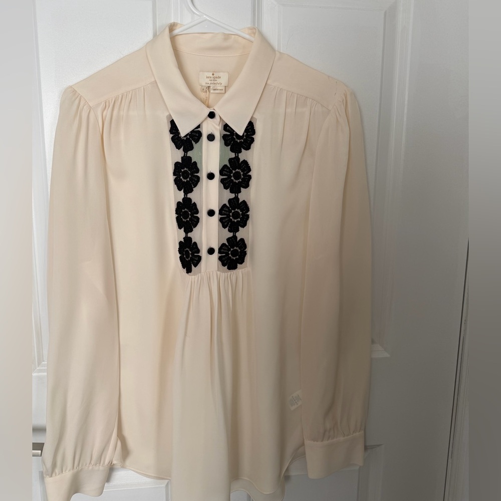 NWT  Kate Spade Daisy Lace Silk Blouse Size XL - Picture 2 of 9